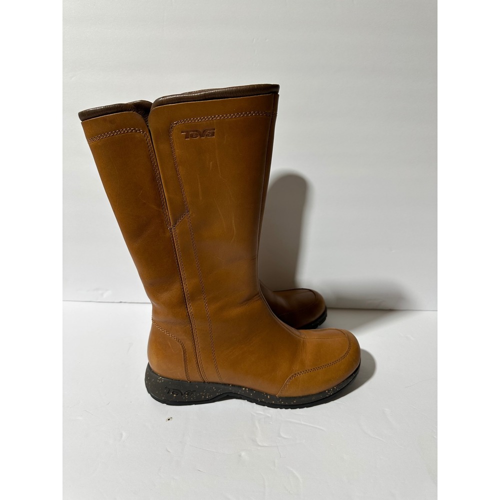 Teva Capistrano Cigar Waterproof Leather Side Zip Boots Womens Size 6.5 Brown - Picture 5 of 13